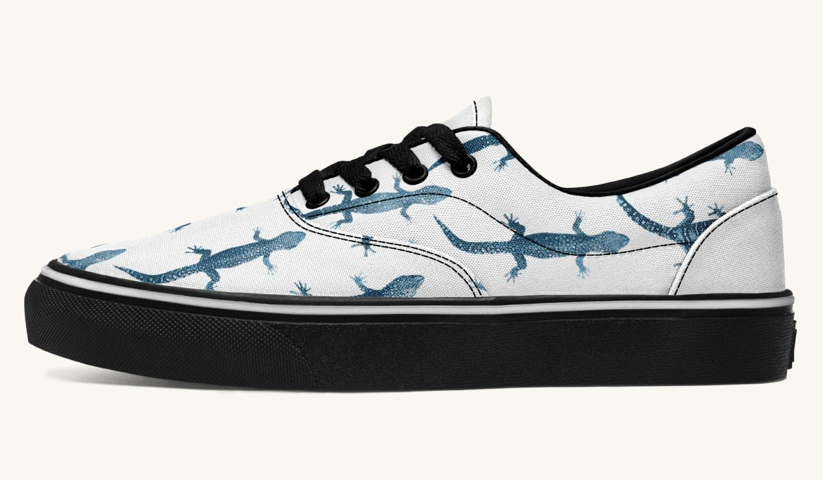 March of the Lizards Blue White Classic Shoes - Jaded Lament