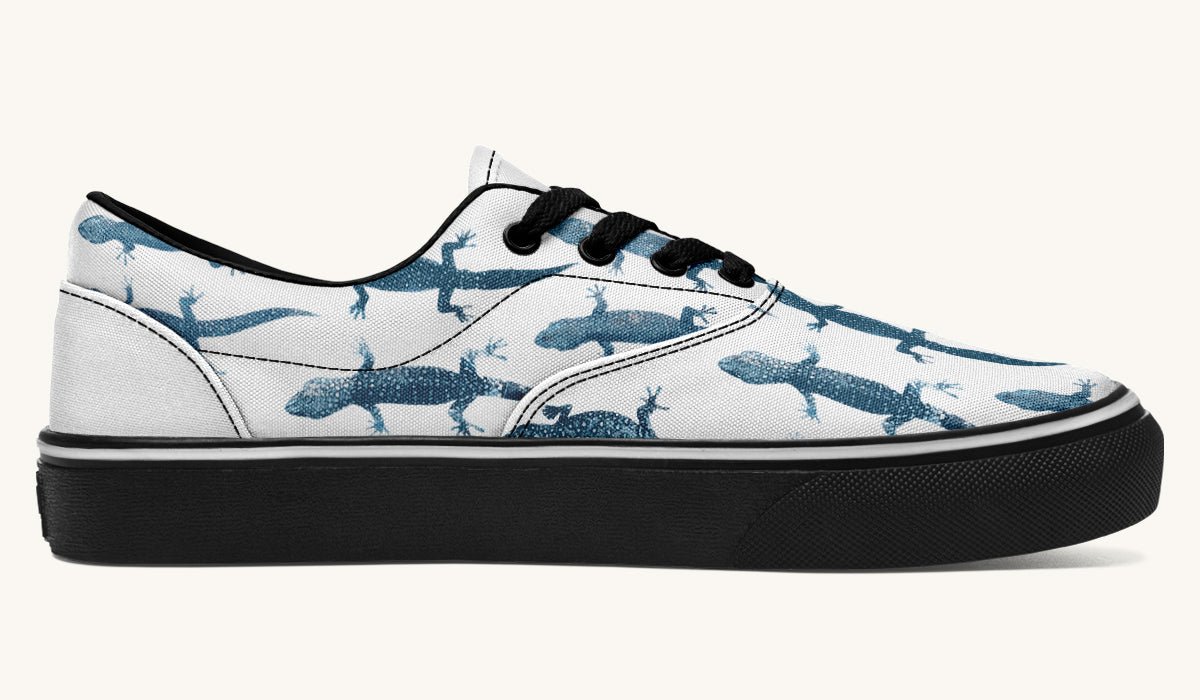 March of the Lizards Blue White Classic Shoes - Jaded Lament