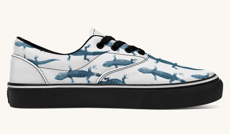 March of the Lizards Blue White Classic Shoes - Jaded Lament
