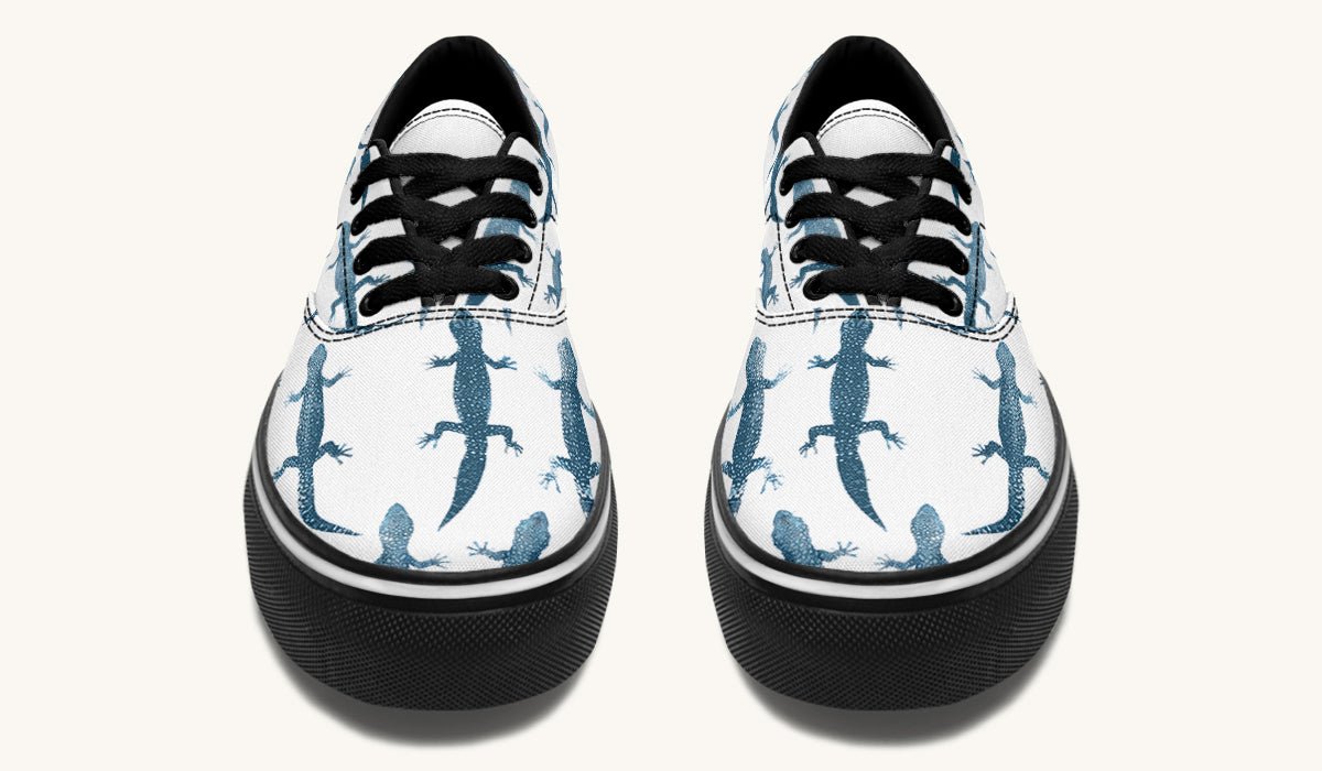 March of the Lizards Blue White Classic Shoes - Jaded Lament