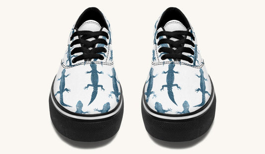 March of the Lizards Blue White Classic Shoes - Jaded Lament