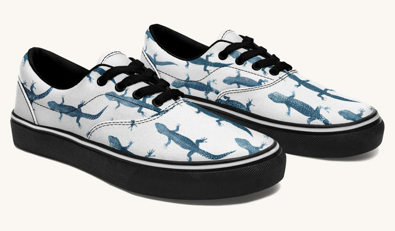 March of the Lizards Blue White Classic Shoes - Jaded Lament