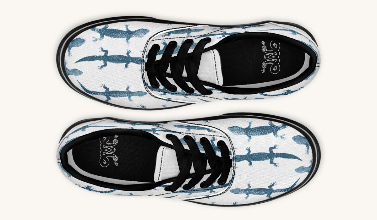 March of the Lizards Blue White Classic Shoes - Jaded Lament