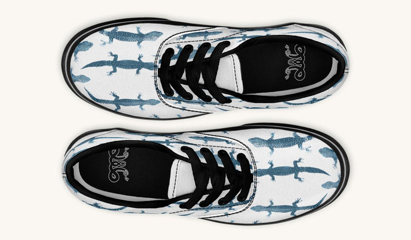 March of the Lizards Blue White Classic Shoes - Jaded Lament