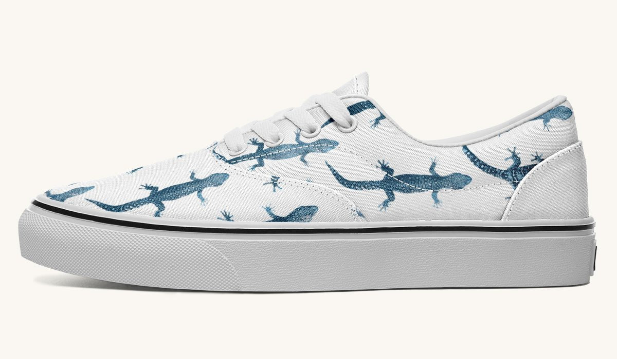 March of the Lizards Blue White Classic Shoes - Jaded Lament