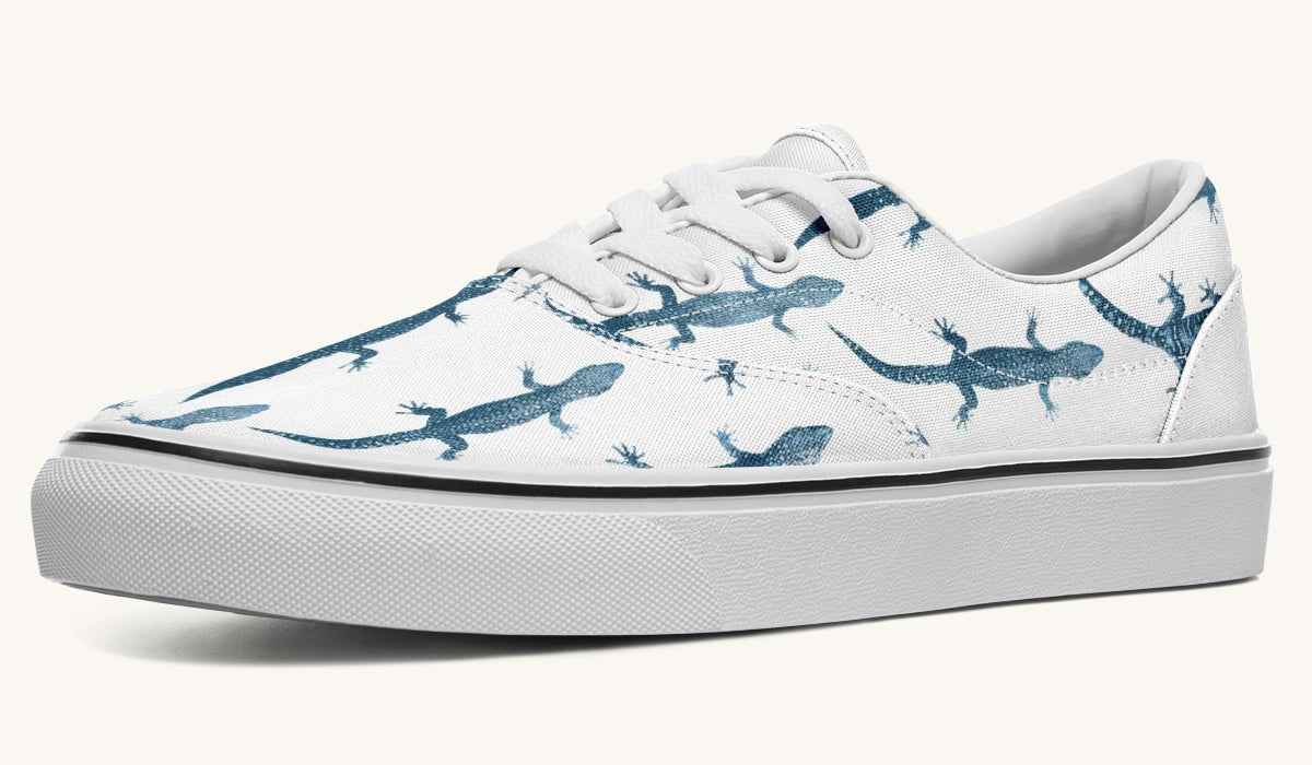 March of the Lizards Blue White Classic Shoes - Jaded Lament
