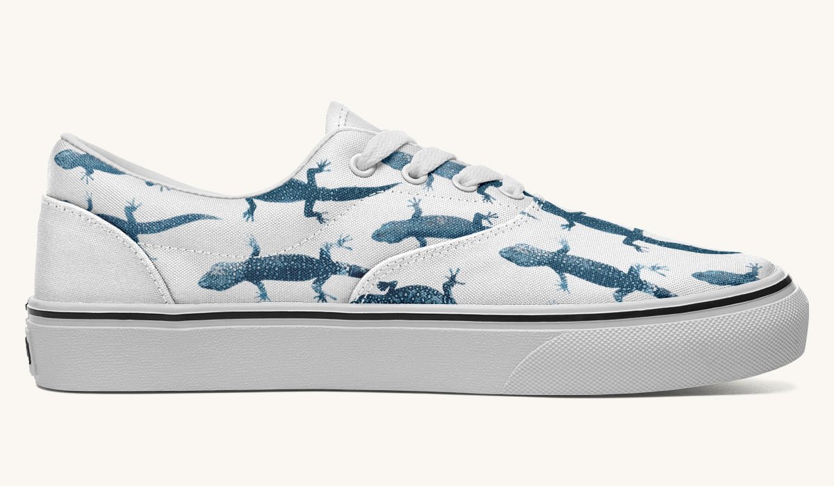 March of the Lizards Blue White Classic Shoes - Jaded Lament