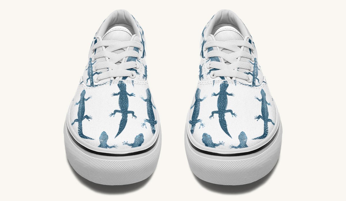 March of the Lizards Blue White Classic Shoes - Jaded Lament