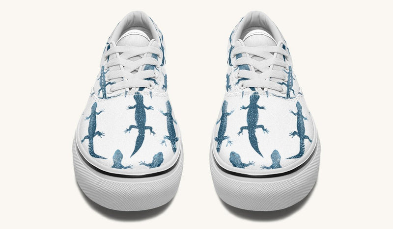 March of the Lizards Blue White Classic Shoes - Jaded Lament