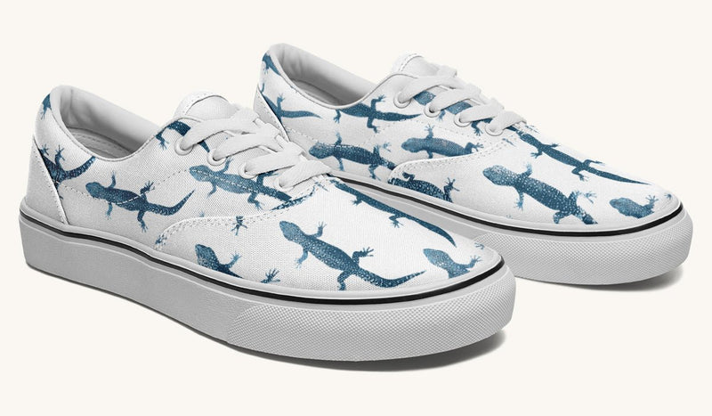 March of the Lizards Blue White Classic Shoes - Jaded Lament