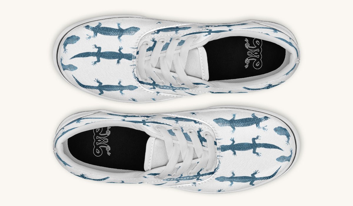 March of the Lizards Blue White Classic Shoes - Jaded Lament