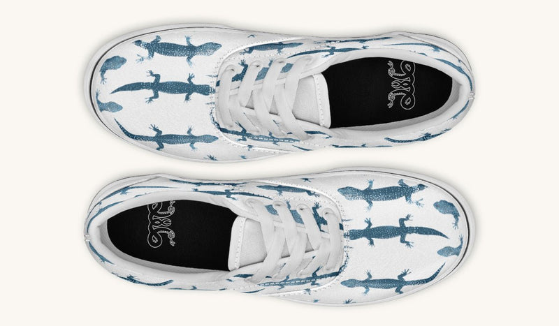 March of the Lizards Blue White Classic Shoes - Jaded Lament