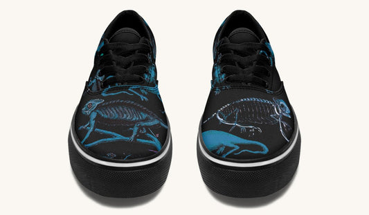 Reptilian In Bloom Blue Black Classic Shoes - Jaded Lament