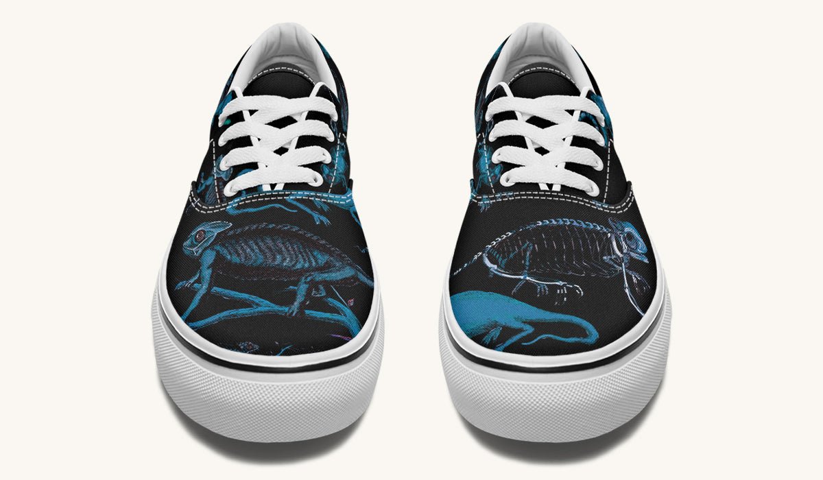 Reptilian In Bloom Blue Black Classic Shoes - Jaded Lament