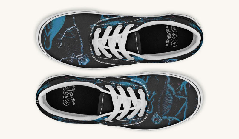 Reptilian In Bloom Blue Black Classic Shoes - Jaded Lament