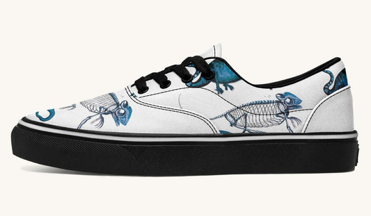 Reptilian In Bloom Blue White Classic Shoes - Jaded Lament