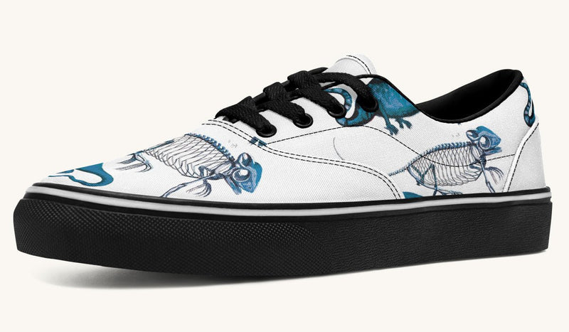 Reptilian In Bloom Blue White Classic Shoes - Jaded Lament
