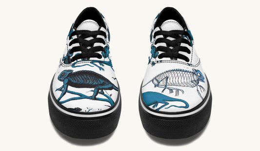Reptilian In Bloom Blue White Classic Shoes - Jaded Lament