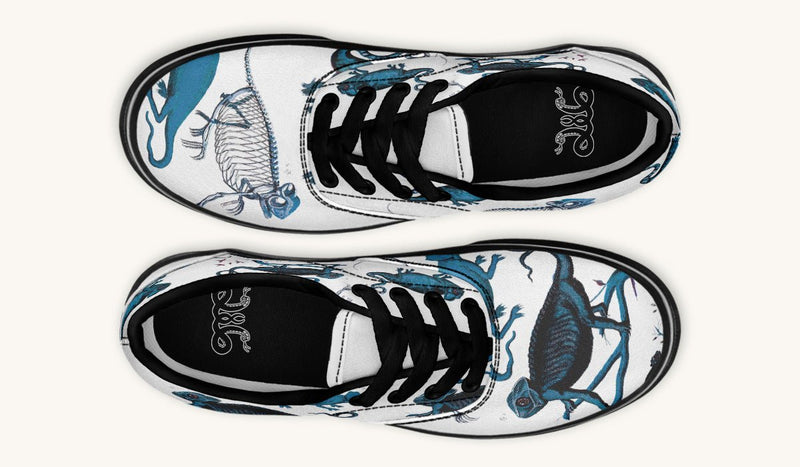 Reptilian In Bloom Blue White Classic Shoes - Jaded Lament