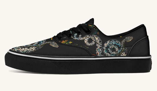 Serpent in Bloom Black Classic Shoes - Jaded Lament