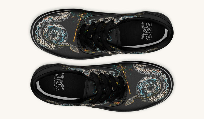 Serpent in Bloom Black Classic Shoes - Jaded Lament