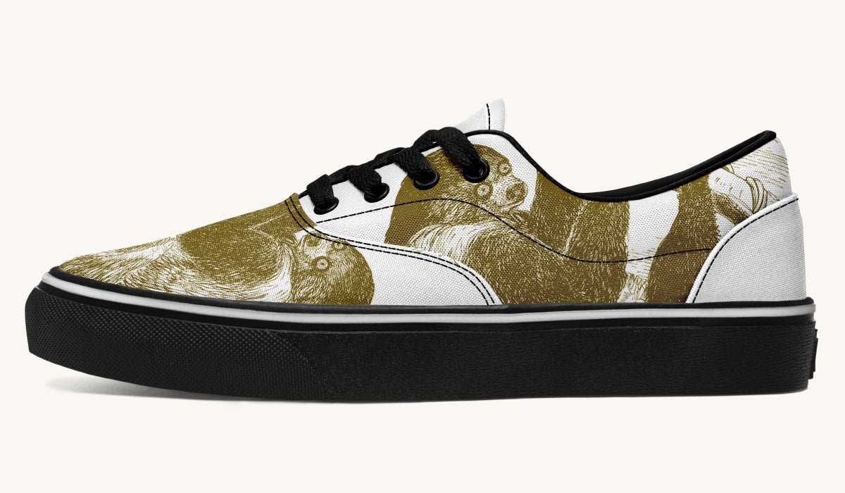 The Sloth Stays Brown White Classic Shoes - Jaded Lament