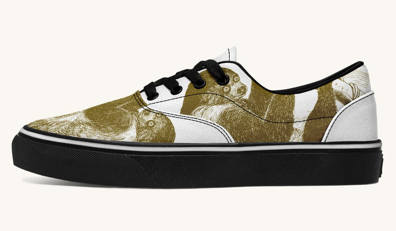 The Sloth Stays Brown White Classic Shoes - Jaded Lament