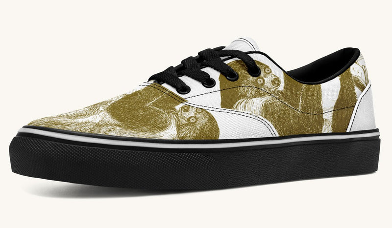 The Sloth Stays Brown White Classic Shoes - Jaded Lament