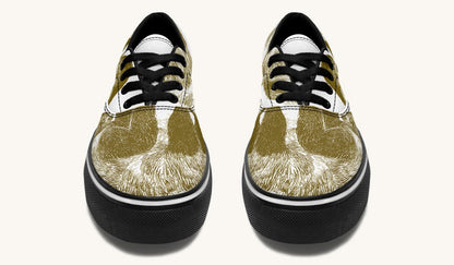 The Sloth Stays Brown White Classic Shoes - Jaded Lament