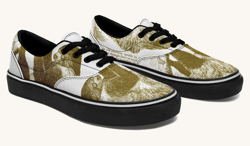 The Sloth Stays Brown White Classic Shoes - Jaded Lament