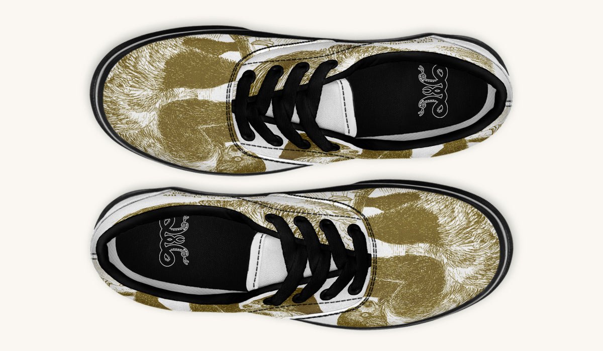 The Sloth Stays Brown White Classic Shoes - Jaded Lament