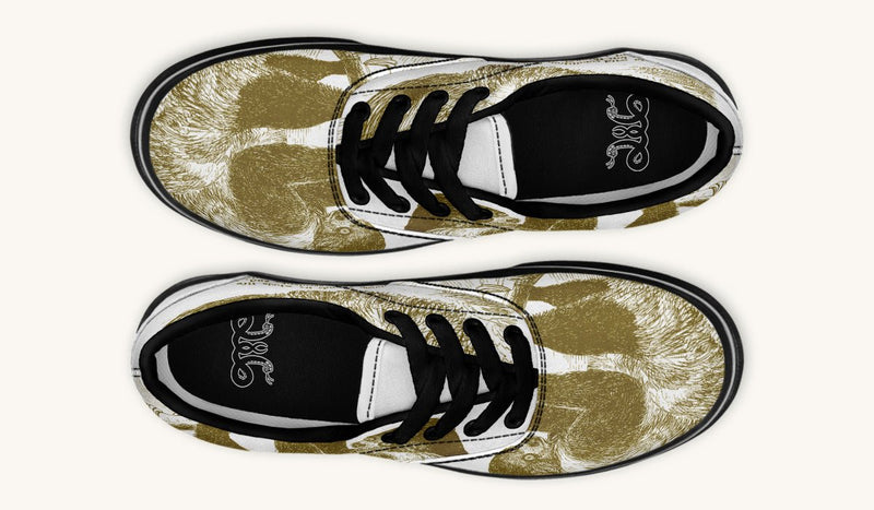 The Sloth Stays Brown White Classic Shoes - Jaded Lament