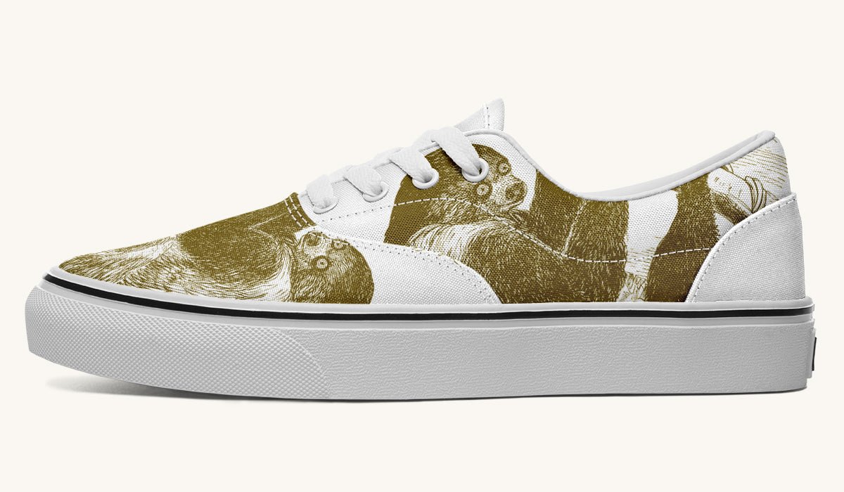 The Sloth Stays Brown White Classic Shoes - Jaded Lament