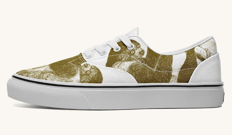 The Sloth Stays Brown White Classic Shoes - Jaded Lament
