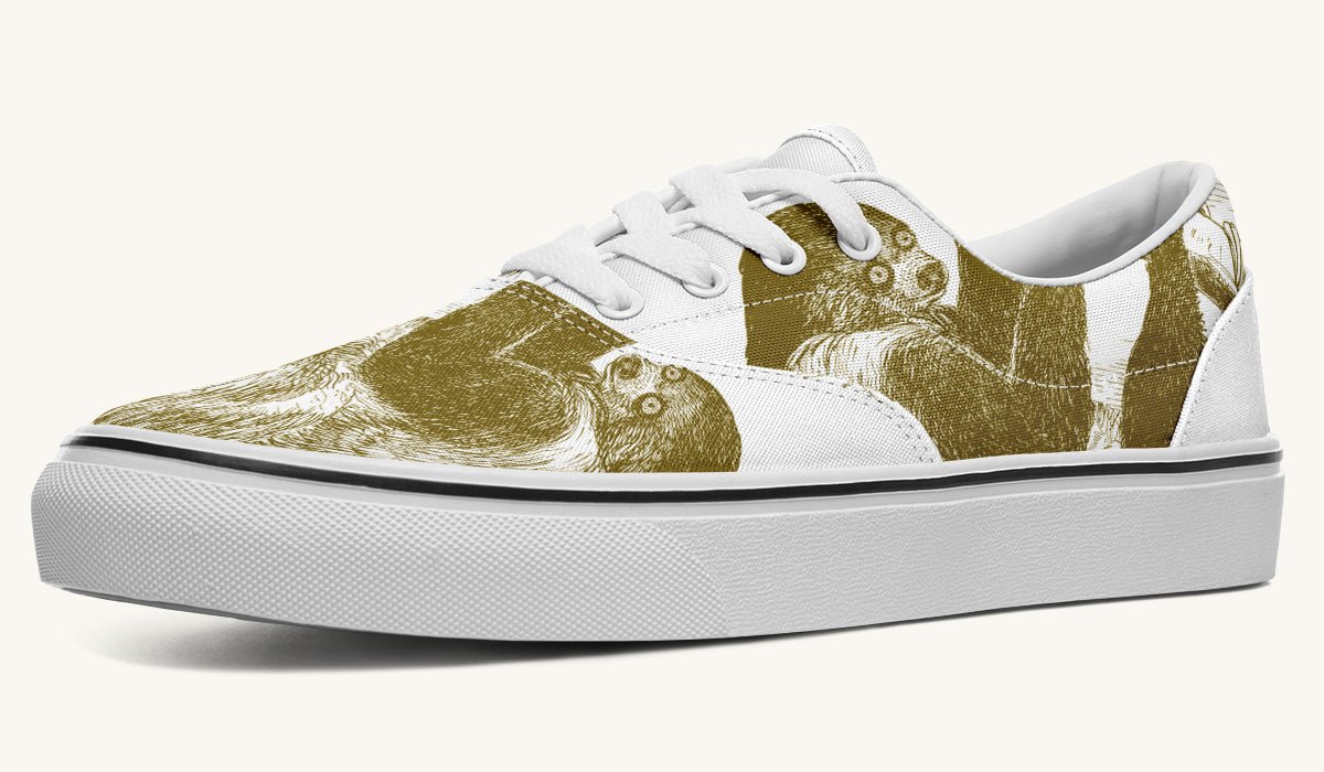 The Sloth Stays Brown White Classic Shoes - Jaded Lament
