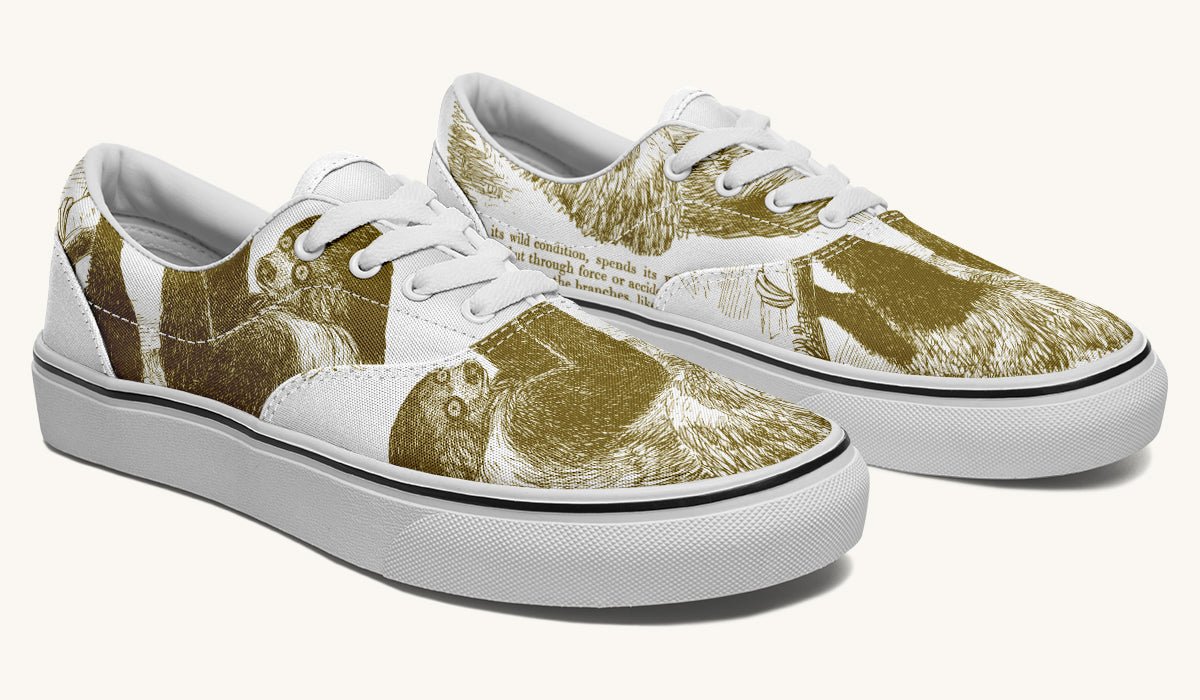 The Sloth Stays Brown White Classic Shoes - Jaded Lament