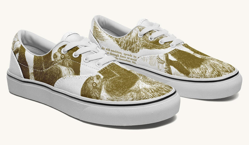 The Sloth Stays Brown White Classic Shoes - Jaded Lament