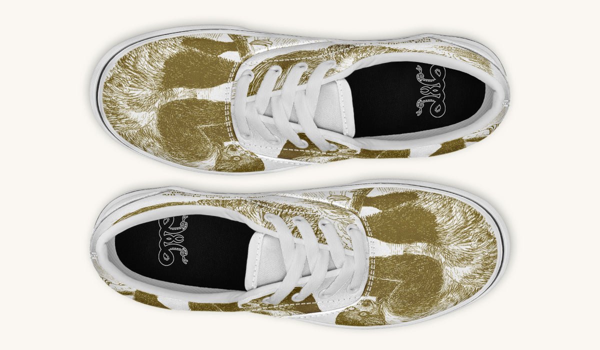 The Sloth Stays Brown White Classic Shoes - Jaded Lament