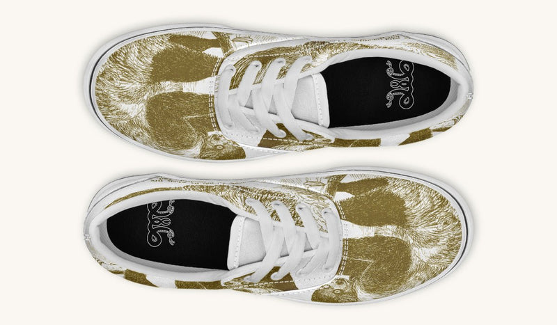 The Sloth Stays Brown White Classic Shoes - Jaded Lament