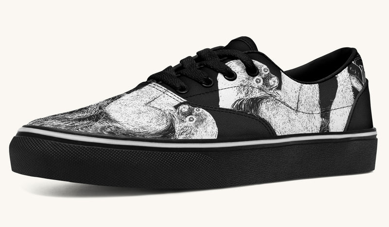 The Sloth Stays White Black Classic Shoes - Jaded Lament