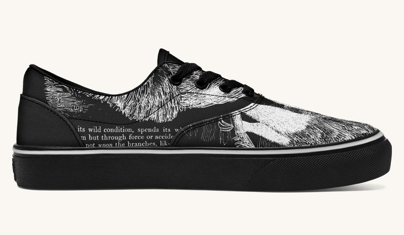 The Sloth Stays White Black Classic Shoes - Jaded Lament