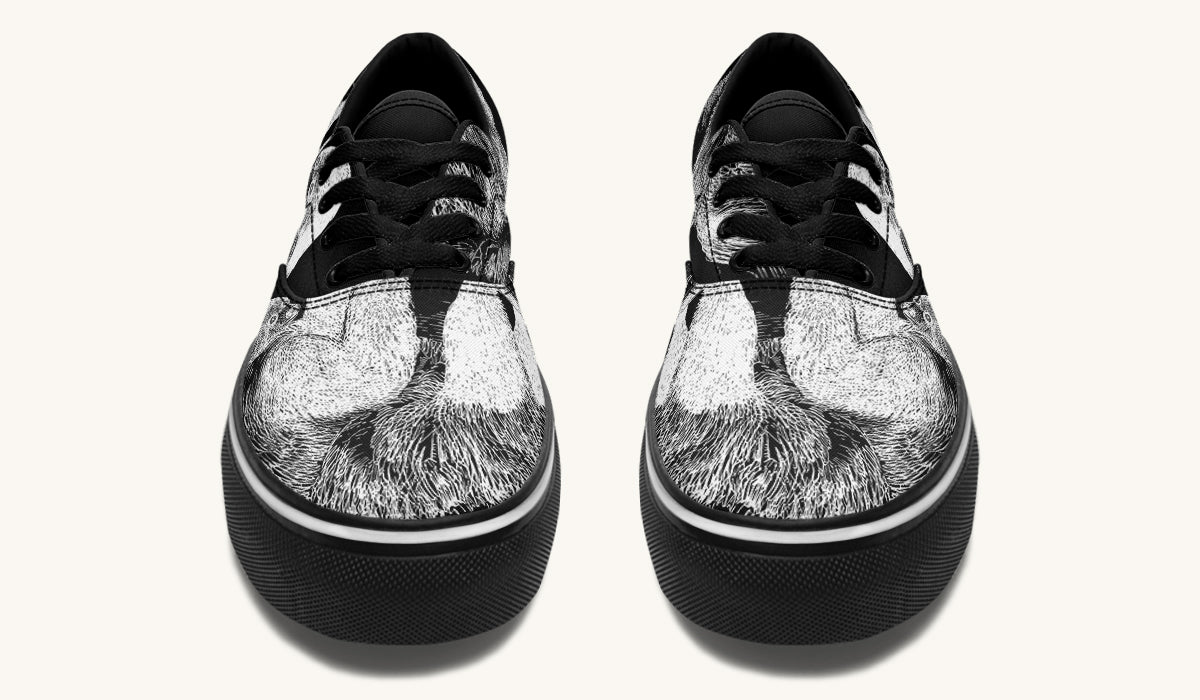 The Sloth Stays White Black Classic Shoes - Jaded Lament