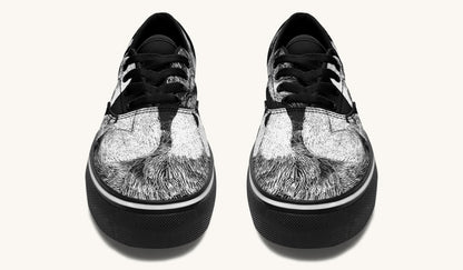 The Sloth Stays White Black Classic Shoes - Jaded Lament