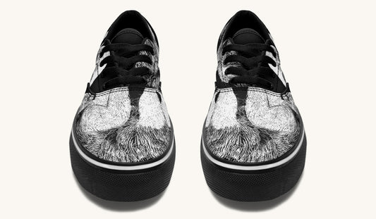 The Sloth Stays White Black Classic Shoes - Jaded Lament