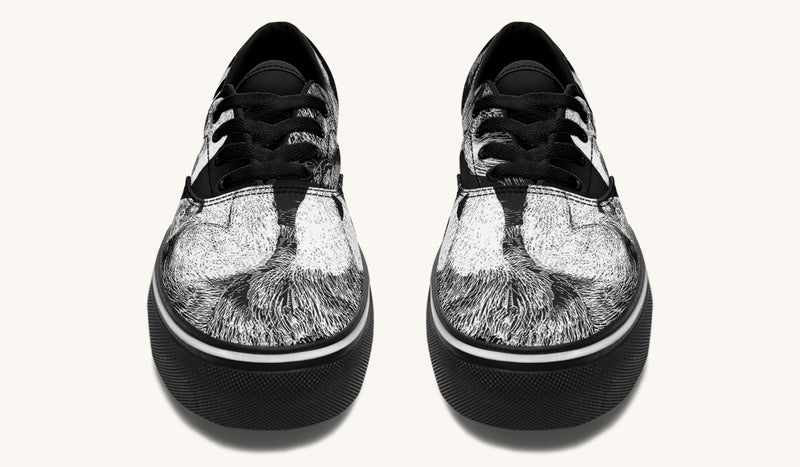 The Sloth Stays White Black Classic Shoes - Jaded Lament