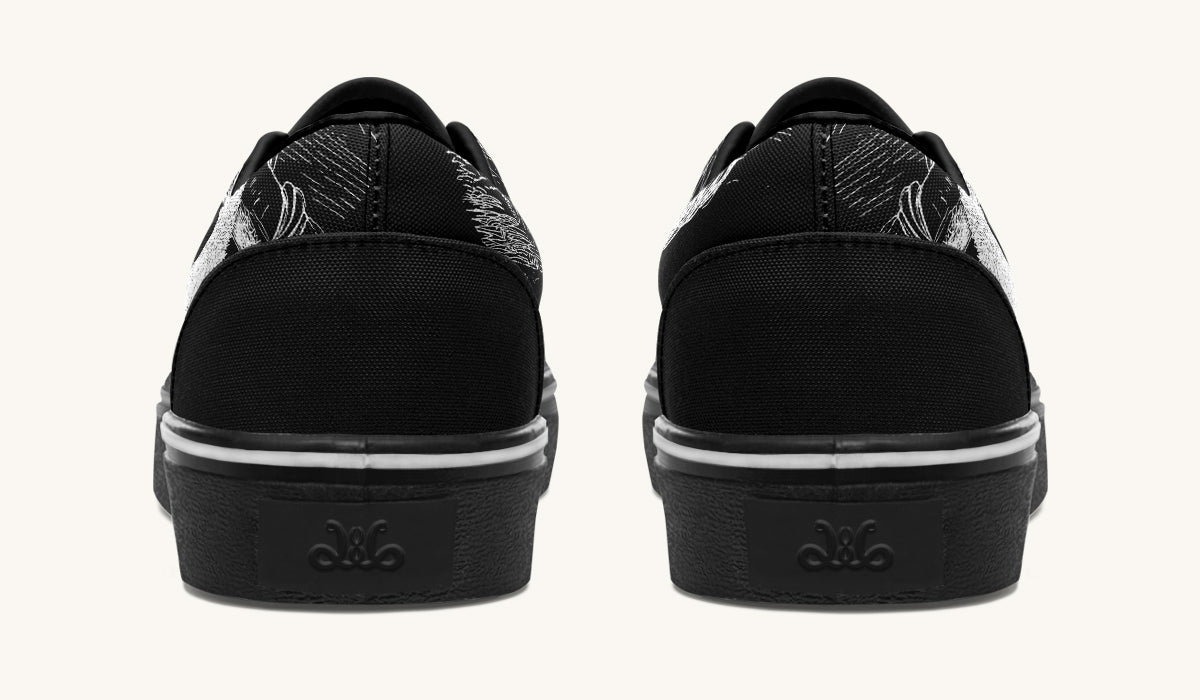 The Sloth Stays White Black Classic Shoes - Jaded Lament