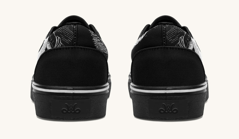 The Sloth Stays White Black Classic Shoes - Jaded Lament