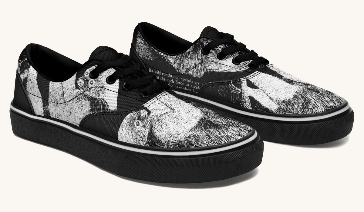 The Sloth Stays White Black Classic Shoes - Jaded Lament