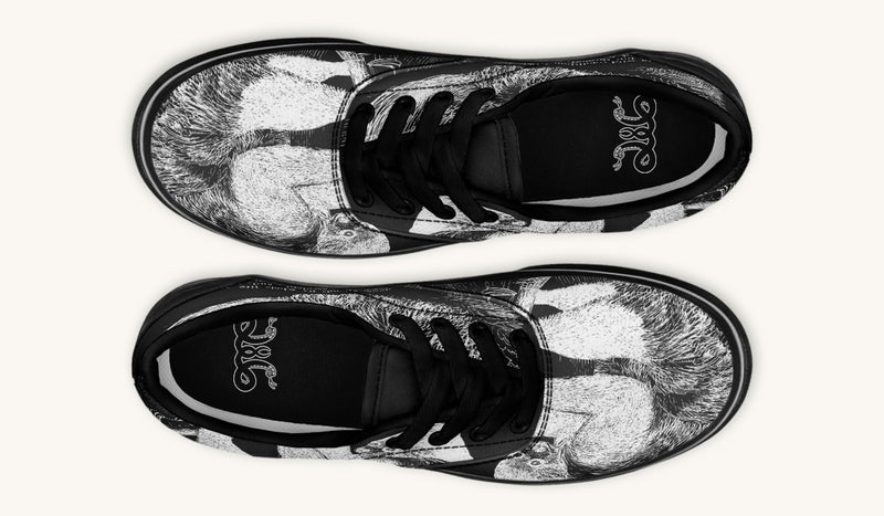 The Sloth Stays White Black Classic Shoes - Jaded Lament