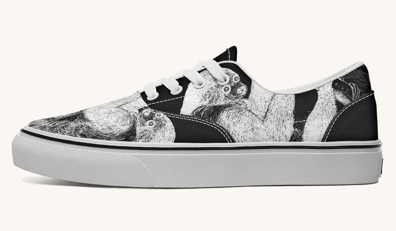 The Sloth Stays White Black Classic Shoes - Jaded Lament